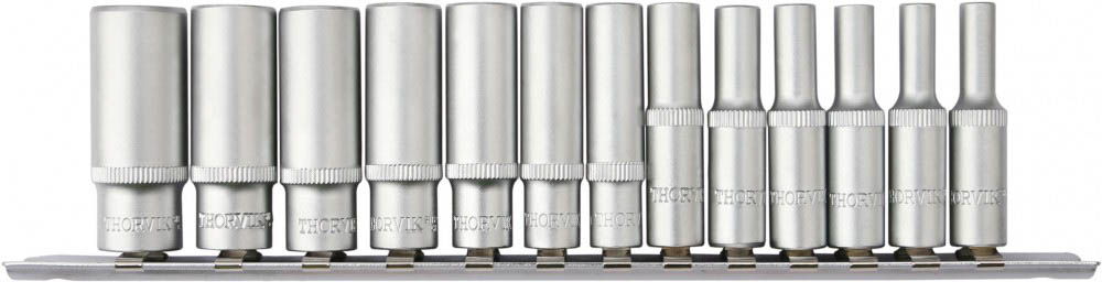 Набор головок торцевых 12-гранных 1/4"DR на держателе, 4-14 мм, 13 предметов